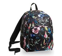 Invicta Sac à Dos, Strong Wildflowers Sac à Dos Écologique Sac à Livres, Taille Unique Filles et Garçons, Grande Capacité, pour L'École, le Sport & les Loisirs, avec Poches Latérales, Noir/Vert