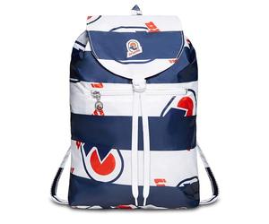 Invicta Sac à Dos, Vintage Next; Minisac Sac à Dos à Cordon de Serrage, Sac à Dos Décontracté, Unisexe, Taille Unique 8 L, pour les Escapade & les Loisirs, avec Ceinture de Hanche Bleu/Blanc