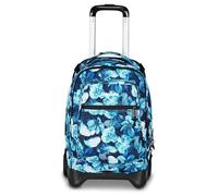 Invicta Trolley scolaire Plug Fantasy Shine, bleu, 3 en 1, sac à dos double compartiment avec chariot amovible, poche pour PC, poche pour gourde, 34 l, école moyenne et supérieure, voyage, sac à dos