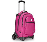 Invicta Trolley scolaire Plug Plain, fuchsia, multi-usages, sac à dos double compartiment avec chariot amovible, poche PC, poche bouteille et poche avec organisateur, chariot moyen supérieur voyage,