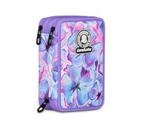 Invicta Trousse Scolaire 3 Fermetures éclair Fantaisie, Lilas, Porte-Stylo Triple Compartiment Complet avec Stylets, Crayons, Couleurs, Accessoires Sac à Dos, école Primaire, Fille, Lilas, Moderne