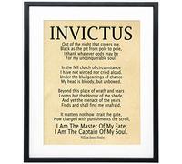 Invictus Poem Framed Art Print by William Ernest Henley/Invictus Inspirational Poem Quotes Décoration de maison, Cadeau de motivation Poster Bedroom Poster Home Office Wall Art (Parchment)
