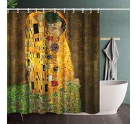 INVIN Art Gustav Klimt The Kiss by Gustav Klimt Ensemble de Rideaux de Douche avec Crochets, pour la décoration de la Maison