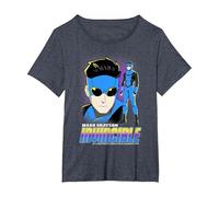 Invincible Mark Grayson Blue Suit Showcase Distressed T-Shirt, Femme Grandes Tailles, Bleu Chiné, 1X
