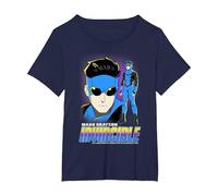 Invincible Mark Grayson Blue Suit Showcase Distressed T-Shirt, Femme Grandes Tailles, Bleu Marine, 1X