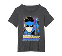 Invincible Mark Grayson Blue Suit Showcase Distressed T-Shirt, Femme Grandes Tailles, Chiné Foncé, 4X