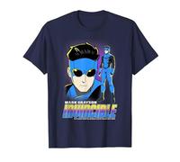 Invincible Mark Grayson Blue Suit Showcase Distressed T-Shirt, Homme, Bleu Marine, 4XL