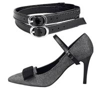 Invisible High Heel Shoe Straps - Adjustable Anti-Slip Elastic Belts | Adjustable Size Fits All, Metal Buckle Lock, PU Leather & Elastic Construction, Available in Sueded Black, Mirror