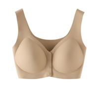 Invisible Seamless Bra for Women Wireless Front Closure Padded Bra (Khaki,TG)