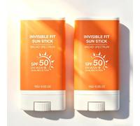 Invisible Sunscreen Stick SPF 50, Stick Solaire Hydratant Visage & Corps, Protection Minérale Léger Résistant à l'Eau, Haute Tolérance, Format Voyage (2pc)