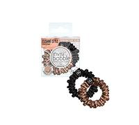 Invisibobble chouchou cheveux femme soie noir et or Sprunchie Slim True Golden x2 - Chouchou satin pour femme et fille avec un elastique cheveux spirale