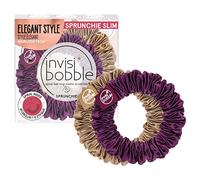 Invisibobble chouchou cheveux violet et or Sprunchie Slim x2 - Chouchou satin - Scrunchies avec un elastique en spirale à l'interieur - Chouchou en satin