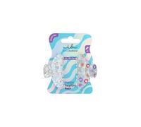 invisibobble CLIPSTAR Cosmic Glow Lot de 2 pinces à cheveux, taille M, en argent scintillant avec paillettes, smileys et cœurs, accessoire de cheveux ludique pour des styles confiants