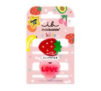 invisibobble CLIPSTAR GLOW KIDS FRUTTI STRAWBERRY Lot de 2 barrettes à cheveux lumineuses pour enfants - Pinces à cheveux brillantes et antidérapantes pour des cheveux sains - Design fraise et cœur