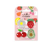 invisibobble CLIPSTAR KIDS FRUTTI FUN - Lot de 4 barrettes à cheveux colorées et scintillantes pour des cheveux sains - Design fruits et fleurs - Parfait pour les enfants