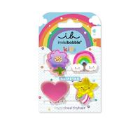 invisibobble Clipstar Kids Happy World Lot de 4 barrettes à cheveux pour enfants - Motif arc-en-ciel, étoile, cœur et fleur - Pinces à cheveux antidérapantes pour des cheveux sains - Parfait pour les