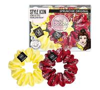 invisibobble Sprunchie - Lot de 2 anneaux à cheveux en spirale - Princesse Belle Disney - Bracelet chouchou élégant - Accessoires élastiques solides pour femmes - Doux pour les filles, les