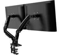 Invision Support Écran PC pour 19 à 32 Pouces, Réglage Hauteur sans Outil Bras avec Incline, Pivote et Tourne, VESA 75 et 100mm, Pince de Bureau, Capacité de Charge 2-9kg (MX400 Bras Double)