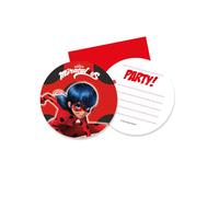 Procos Invitations & enveloppes 91351 Miraculous Ladybug, 6 de chaque, Anniversaire enfant