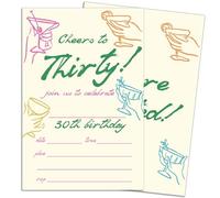 Invitations d'anniversaire Cheers to Thirty - 20 cartes d'invitation double face à remplir avec enveloppes - Fournitures de fête d'anniversaire - 10,2 x 15,2 cm - -B057