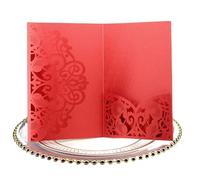 Invitations de fiançailles et de quinceañera, Cartes d'invitation de mariage découpées au laser, couronne, 125x180mm, multicolores, 10 pièces(Red)