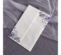 Invitations de fiançailles et de quinceañera, Vestes en vélin translucide, enveloppe d'invitation de mariage florale aquarelle multicolore(Purple,Just Vellum Wrap)