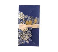 Invitations de mariage avec enveloppes, Carte d'invitation de mariage en forme cœur avec ruban personnalisable multicolore, lot 5 ou 10 pièces(Only Blue Cover,5pcs)