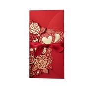 Invitations de mariage avec enveloppes, Carte d'invitation de mariage en forme cœur avec ruban personnalisable multicolore, lot 5 ou 10 pièces(Only Red Cover,5pcs)