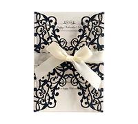 Invitations Mariage Cartes Faire-part 10pcs Kit De Carte D'invitation De Mariage Avec DentelleBowknot Scintillant Romantique Ruban De Satin Carte Pour Les Fêtes De Mariage, Anniversaire, Baby Shower