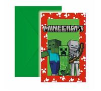 Procos Invitations Minecraft Green Party – FSC – 6 pièces