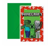 Procos Invitations Minecraft Green Party – FSC – 6 pièces