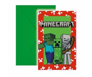 Invitations Minecraft Green Party (6 pièces) FSC Référence : PNN95658