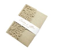 Invité de mariage, Invitations de mariage personnalisées découpées au laser avec enveloppes, cartes RSVP, papier pailleté, pochettes à trois volets, paquet de (30/40/50)(With envelope,40 PCS)