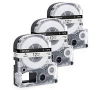 Invoker étiquettes compatible pour SS12KW LC-4WBN Ruban 12mm x 8m, pour LabelWorks LW-300 LW-300L LW-400 LW-500 LW-600P Etiqueteuses, Noir sur Blanc, Pack de 3