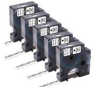 Invoker Lot de 5 rubans d'étiquettes de rechange compatibles 45013 S0720530 pour DYMO LabelManager 160 210D 260P 280 360D 420P 450D, 1/2" x 7 m