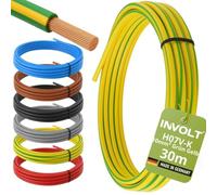 INVOLT H07V-K 30m 10mm² vert-jaune câble souple PVC au mètre, Fabriqué en Allemagne