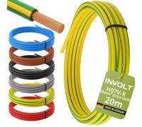 INVOLT H07V-K 20m 10mm² vert-jaune câble souple PVC au mètre, Fabriqué en Allemagne