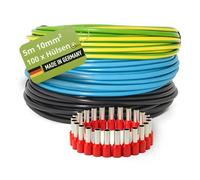 INVOLT H07V-K kit 10mm² 3x5m noir/bleu/vert-jaune, 100 embouts, VDE, Fabriqué en Allemagne