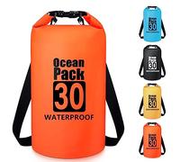 Invool Dry Bag Sac étanche 5L/10L/20L/30L Sac à dos étanche Bandoulière réglable Sac étanche pour kayak, pêche, randonnée, voyage, camping, Orange, 30 l, Sac à dos de vélo