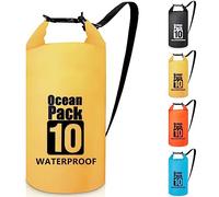 Invool Dry Bag Sac étanche 5L/10L/20L/30L Sac à dos étanche Bandoulière réglable Sac étanche pour kayak, pêche, randonnée, voyage, camping, jaune, 10 l, Sac à dos de vélo