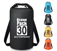 Invool Sac étanche 5 L/10 L/20 L/30 L avec bandoulière réglable pour randonnée, natation, rafting, surf, cyclisme, camping, pêche, Noir , 30L, Organiseur de sac