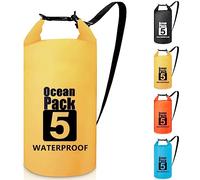 Invool Sac étanche 5 L/10 L/20 L/30 L avec bandoulière réglable pour randonnée, natation, rafting, surf, cyclisme, camping, pêche, jaune, 5 l, Organiseur de sac