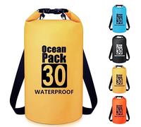 Invool Sac étanche 5 L/10 L/20 L/30 L avec bandoulière réglable pour randonnée, natation, rafting, surf, cyclisme, camping, pêche, jaune, 30L, Organiseur de sac
