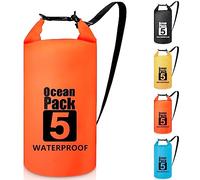 Invool Sac étanche 5 L/10 L/20 L/30 L avec bandoulière réglable pour randonnée, natation, rafting, surf, cyclisme, camping, pêche, Orange, 5 l, Organiseur de sac