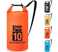 Invool Sac étanche 5 L/10 L/20 L/30 L avec bandoulière réglable pour randonnée, natation, rafting, surf, cyclisme, camping, pêche, Orange, 10 l, Organiseur de sac