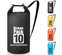 Invool Sac étanche 5 L/10 L/20 L/30 L avec bandoulière réglable pour randonnée, natation, rafting, surf, cyclisme, camping, pêche, Noir , 10 l, Extérieur, imperméable, sangle réglable