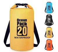 Invool Sac étanche étanche 5L/10L/20L/30L avec bandoulière réglable pour randonnée, natation, rafting, surf, cyclisme, camping, pêche, jaune, 20L, Organisateur de sac