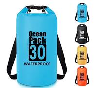 Invool Sac étanche étanche 5L/10L/20L/30L avec bandoulière réglable pour randonnée, natation, rafting, surf, cyclisme, camping, pêche, bleu, 30L, Organisateur de sac