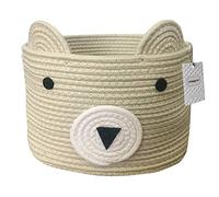 Inwagui Ours Panier de Rangement en Corde de Coton Panier à Linge Pliable Boîte de Rangement pour Chambre d'enfant Stockage de Bébé Jouets - Marron