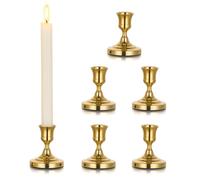 Inweder Bougeoir Doré Chandelier en Métal: 6 Pcs Bougeoir en Laiton Porte-Bougies à Cône Photophore de Fenêtre Vintage pour Centre de Table Mariage Noël Cheminée Décoration Intérieure